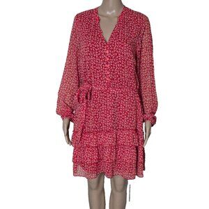 CATO Women's J/M Dress floral multicolor tiered belted chiffon size L